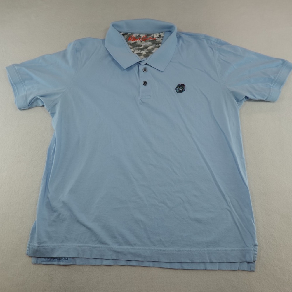 Robert Graham Polo Shirt Mens Medium Blue Skull Short Sleeve Classic Fit *Short* - Picture 2 of 11